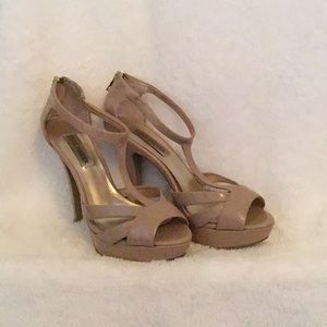 Steve Madden, tan platform heels.
